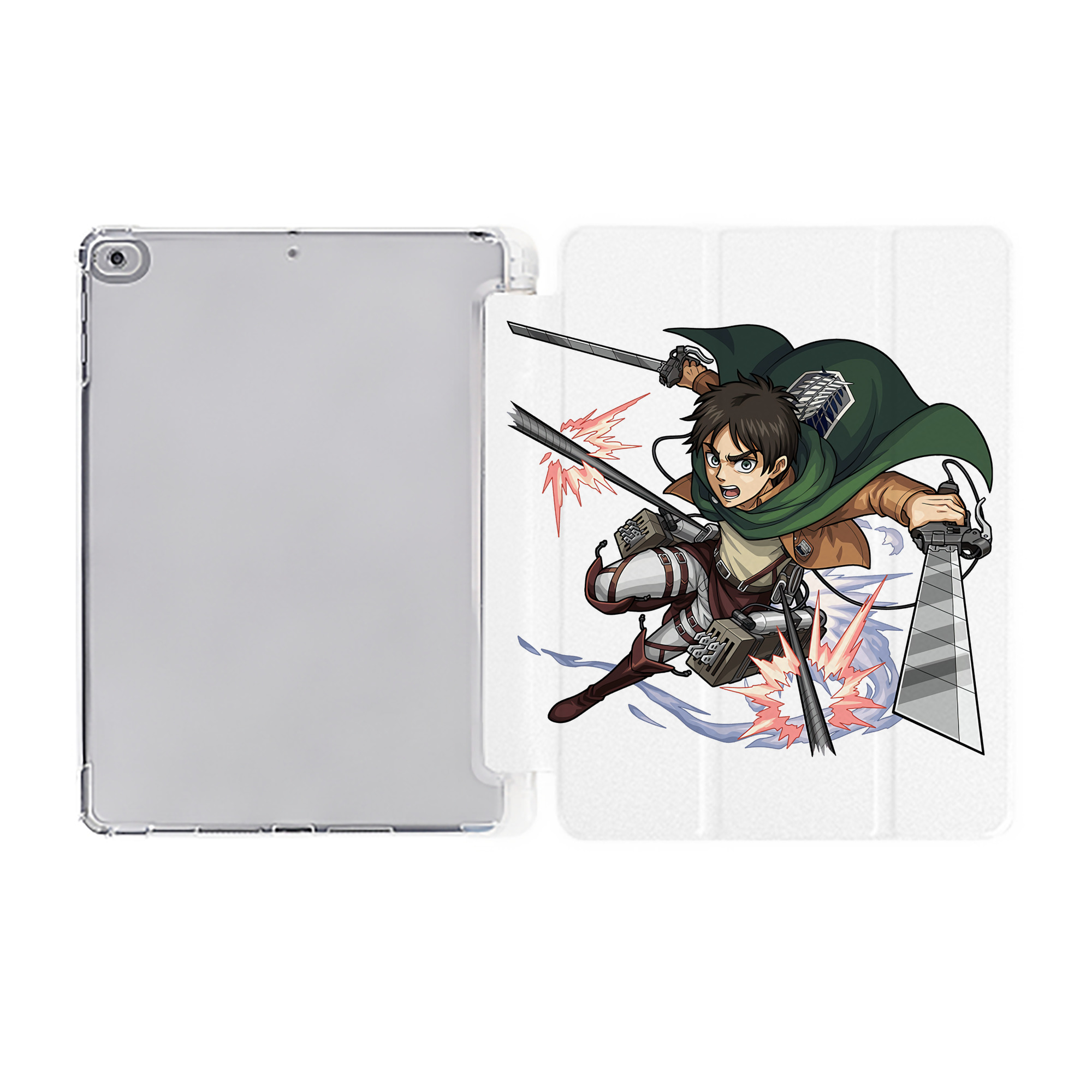（画像用） 進撃の巨人 エレン･イェーガー Attack on Titan Eren Jäger IPad ケース ペン収納付き 三つ折りスタンド PUレザー×シリコン 対応機種9.5/10.5/10.9インチ